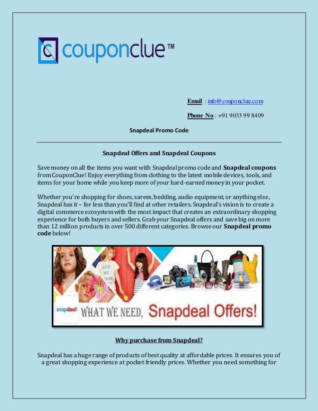 Snapdeal coupons for everyone: